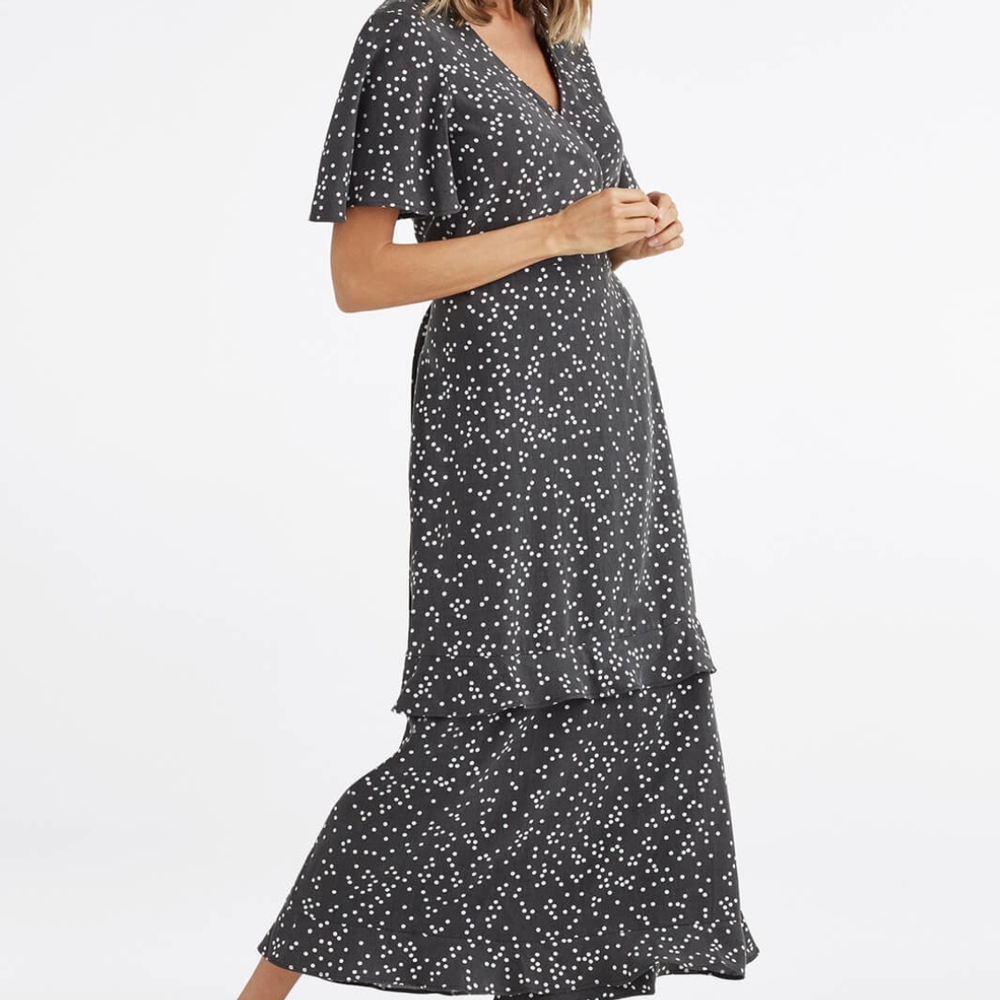 Elegant Black and White Polka Dot Dress